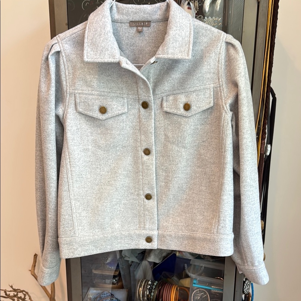 Lilla P Jean style jacket, heather gray, small